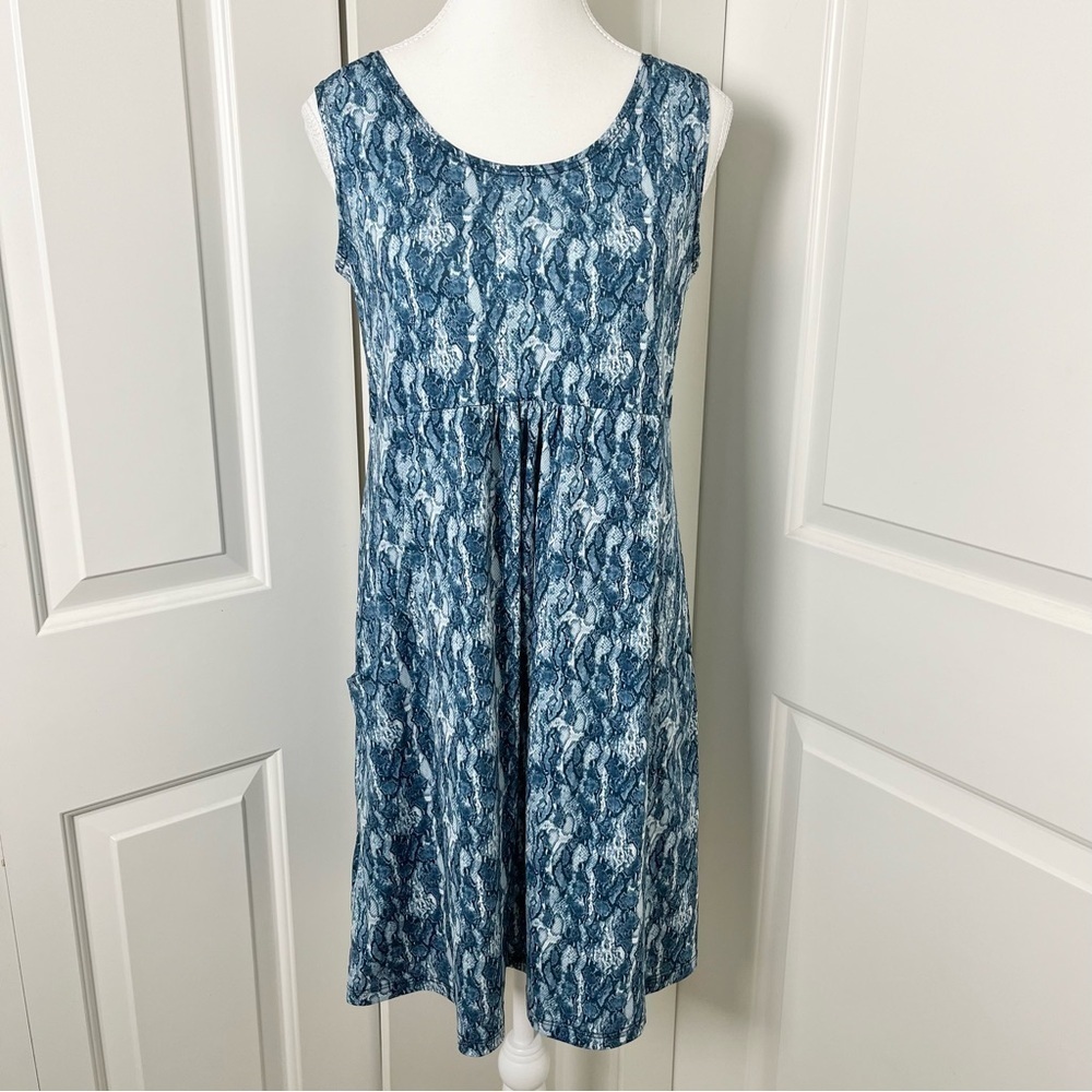 TY Bikinis Y Mas Animal Print Babydoll Dress – Blue Python Jersey, Pockets, Size